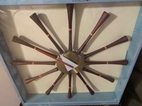 Nelson Classic Spindle Creative Wall Hanging Clock Walnut + Aluminum Bracket...