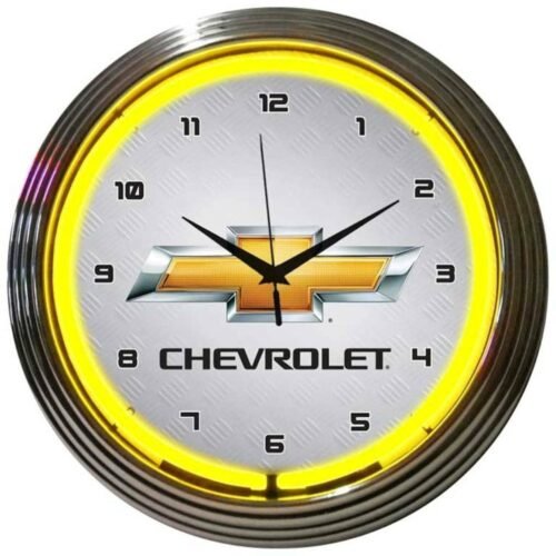 Neon Clock Sign Chevy Bowtie Chevrolet GM Licensed Garage Lamp light Chevelle SS