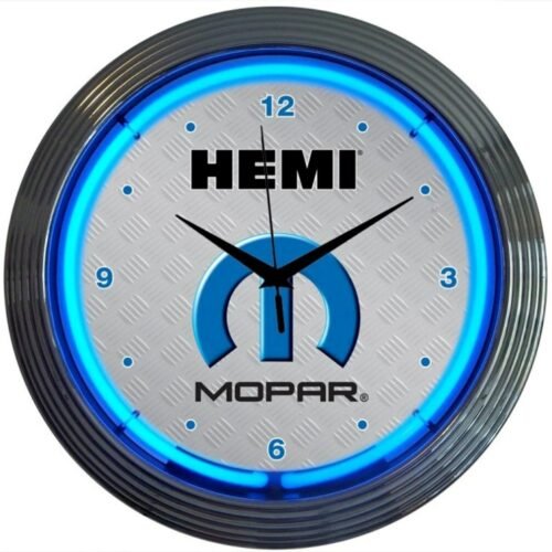 Neon Clock sign Mopar Hemi Dodge Plymouth Chrysler Parts Garage wall lamp light