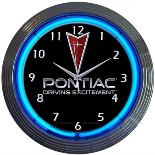 Neon clock sign Pontiac Driving Excitement Licensed GM UL lamp GTO Trans AM