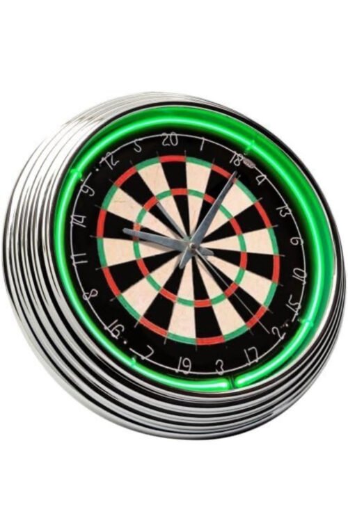 Neon Dart Board Large Clock
