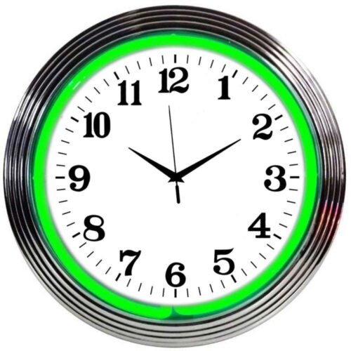 Neonetics 8CHRCG Chrome Green Standard 15 Inches Neon Clock