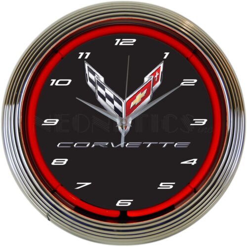 Neonetics 8CORV8 Corvette C8 Next Generation Home Décor Light 15" Neon Clock