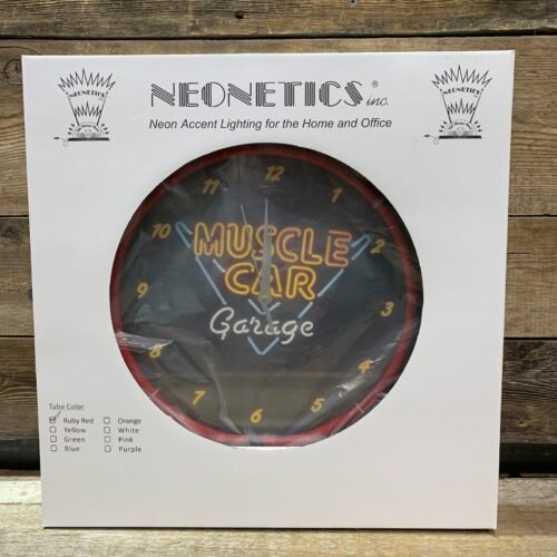 Neonetics Inc., Muscle Car Garage, Ruby Red, Neon Light Wall Clock, T & W