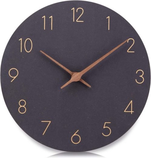 NESIFEE 30 cm Wooden Wall Clock Frameless with Silent Quartz Movement Modern US