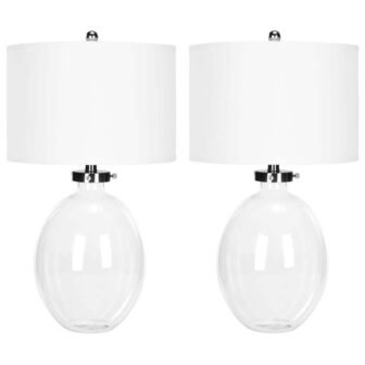 Neville 26 in. Clear Glass Table Lamp with White Shade (Set of...