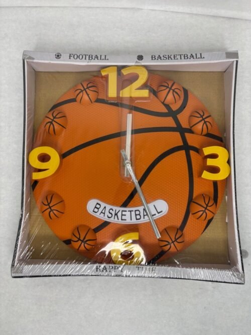 NEW 12" HAPPY TIME BASKETBALL WALL CLOCK 6688
