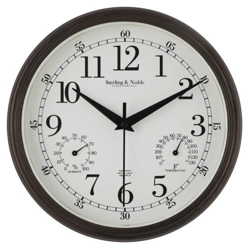 New 8.75" Indoor/Outdoor Antique Bronze Round Arabic Analog Wall Clock