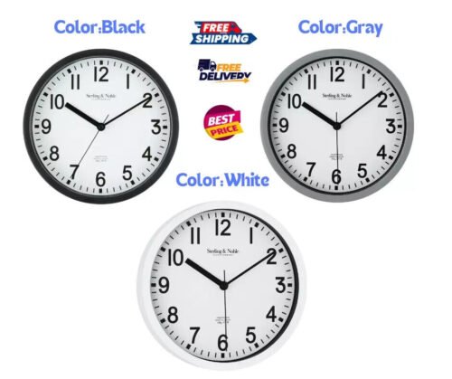 NEW 8.78" Basic Indoor Analog Round Modern Wall Clock 3 Color Select your choice