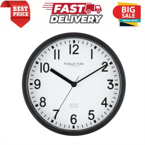 NEW 8.78" Basic Indoor Analog Round Modern Wall Clock, Black (FAST SHIPPING)