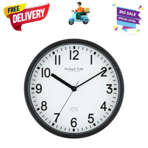 NEW 8.78" Basic Indoor Analog Round Modern Wall Clock, Black (FAST SHIPPING)