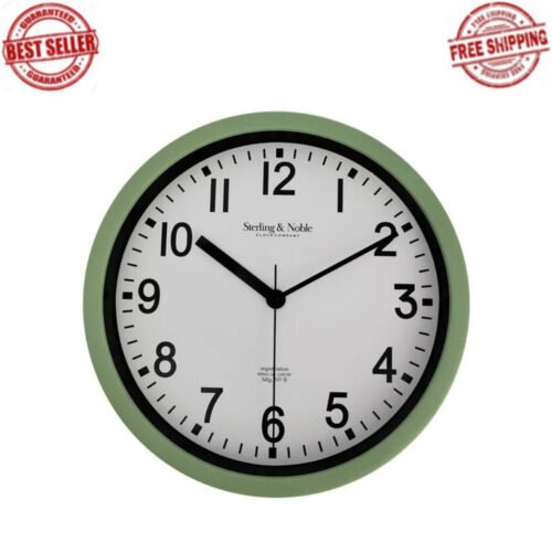 NEW 8.78" Basic Indoor Analog Round Modern Wall Clock, Sage (FAST SHIPPING)