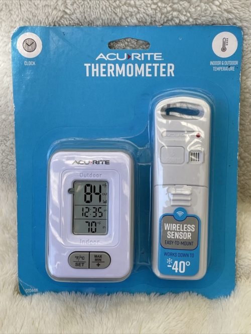 New ACURITE Battery-Powered Indoor/Outdoor Digital Thermometer &Clock White