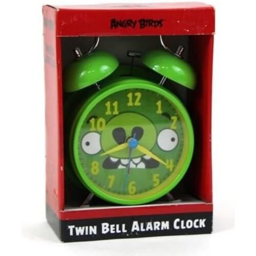 New Angry Birds Twin Table Bell Alarm Clock Green Pig for Kids