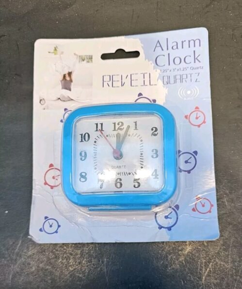 New ~ Colorful Alarm Clock Compact & Convenient Battery Operated ~ Blue