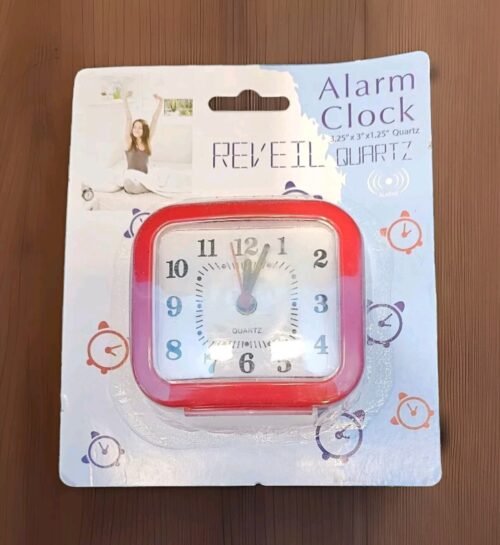 New ~ Colorful Alarm Clock Compact & Convenient Battery Operated ~ Red