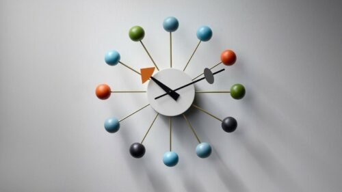 New Contemporary Modern Retro Multi colored George Nelson Ball Wall Clock 18"