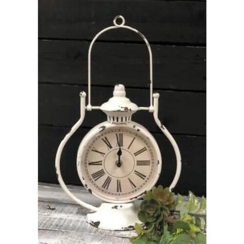 NEW Cream CLOCK Country Vintage Style White Chippy Rustic 15.75"T x 9"W x 5" D
