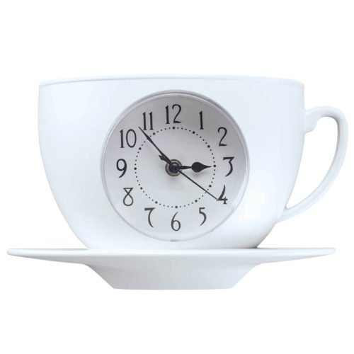 New Design White Coffee Cup & Saucer Steam Wall Clock Kitchen Decor Large number