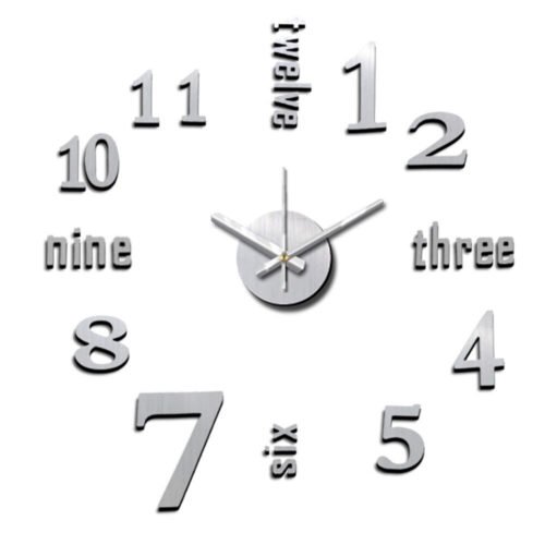 NEW! DIY SELF ADHESIVE WALL CLOCK DO IT YOURSELF 3D INTERIOR TIME CLOCK-METALLIC