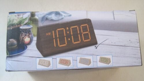 NEW DreamSky Wooden Digital Alarm Clock Electric Large Number Brown Wood DS2201B