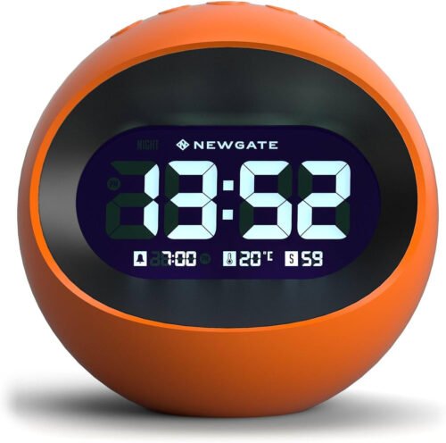 NEWGATE® Centre of the Earth Alarm Clock | round Retro Digital LCD Clock | Orang
