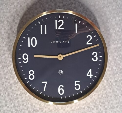 Newgate Mr. Edwards Wall Clock Brass Border & Hands Large 45cm -Tested & Works