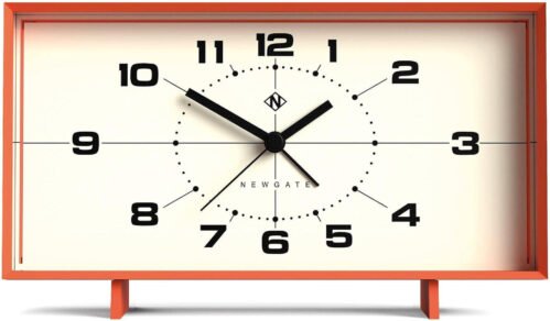 NEWGATE® Wideboy Alarm Clock | Rectangular Retro Design | Pumpkin Orange | Mid C
