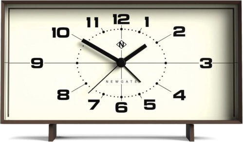 NEWGATE® Wideboy Alarm Clock | Rectangular Retro Mocha Brown & Cream