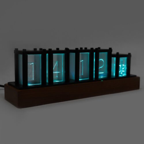 NEW Glow Tube LED Desk Clock Wooden Digital RGB Full-Color Retro Modern Bedroom