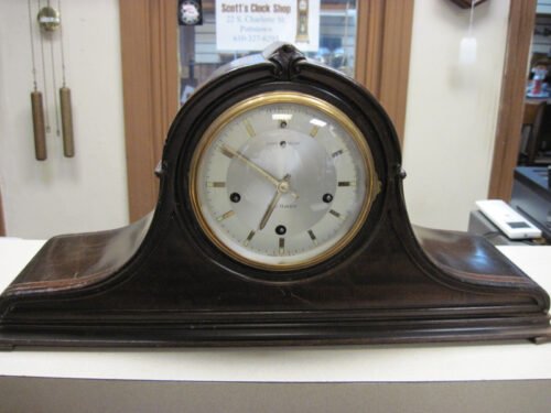 New Haven Tambour mantel clock round triple plate Westminster chime