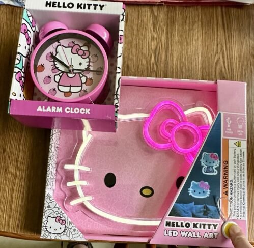 NEW Hello Kitty Alarm Clock & LED Wall Art Light Set-Neon like LED-uncommon