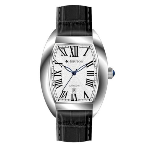 NEW Heritor HR2201 Men's Redmond Watch Automatic Silver Dial Black Leather Band