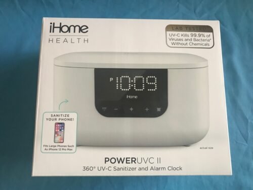 New iHome Power UVC II White Corded LED Alarm Clock with Battery Back-Up