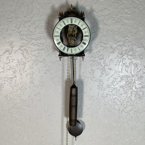 NEW IN BOX Hermle Mechanical 8 Day Hanging Pendulum Skeleton Wall Clock - Black