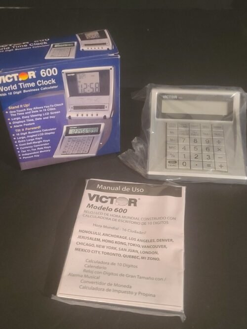 NEW IN BOX Victor Model 600 World Time Travel Clock W/ Alarm Calendar Calculator