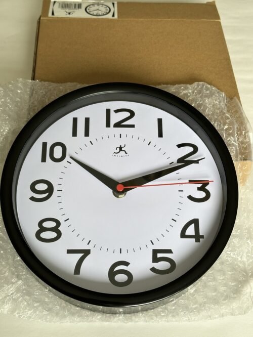 NEW Infinity Instruments 9” Black Home Office Analog Clock 14220-BK3364