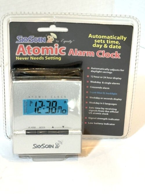 New in Package! Vintage SkyScan Atomic Alarm Clock Model 31981 | EL Backlight