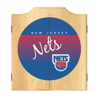 New Jersey Nets Hardwood Classics 20.5 in. Dart Board with Cabinet, Darts...
