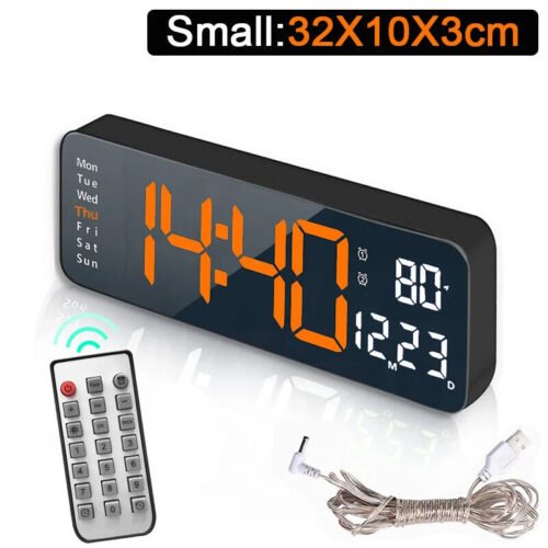 New Large Digital Wall Clock with Remote Control Big LED/Dual Alarm RGB Color