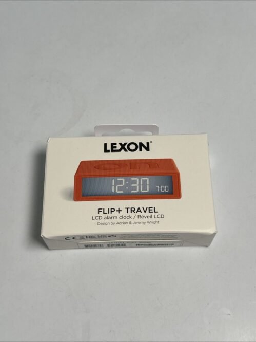New Lexon Flip+ Plus TRAVEL Reversible LCD Alarm Clock New Sealed Orange LR151