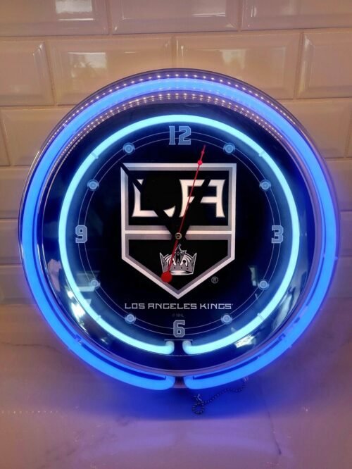NEW Los Angeles Kings HBS Neon Purple Hockey Battery Powered Wall Clock (15")