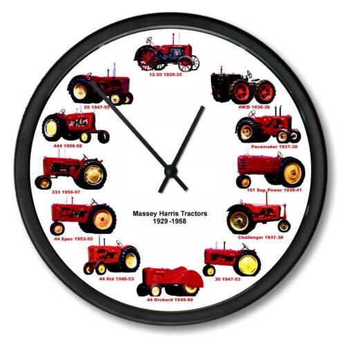 New MASSEY HARRIS Wheel Dial Tractor Wall Clock 1929-1958 10" 12 VintageTractors