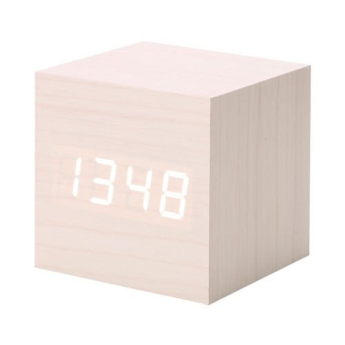New Modern Wooden Wood Digital LED Desk Alarm Clock Thermometer Timer Calendar