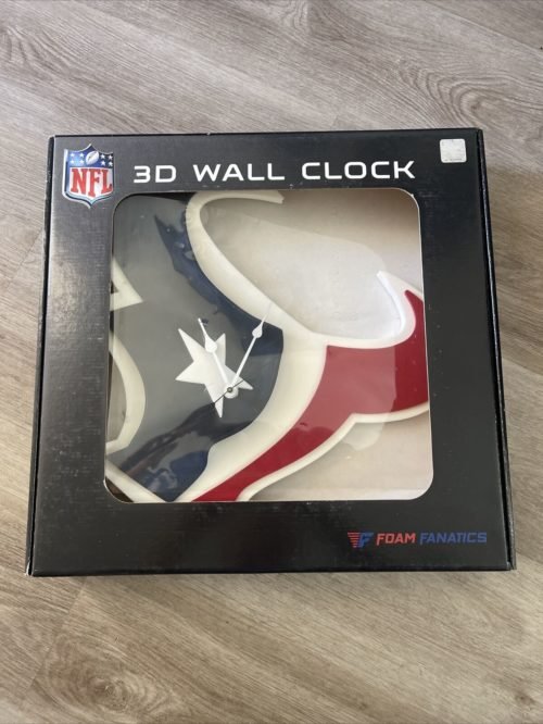New NFL Houston Texans Home Decor Foam 3D Wall Clock 16”x 15” Fanatics