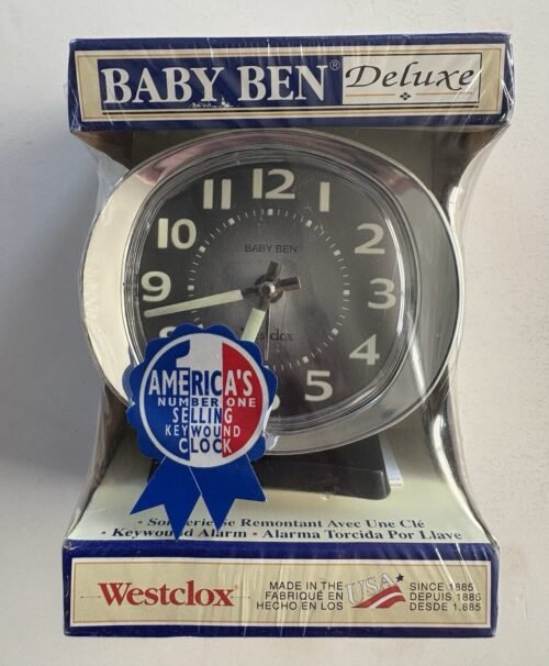 New Old Stock Westclox Baby Ben Deluxe Wind Up Alarm Clock, Black, Made In USA