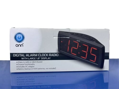 New ONN AM/FM Digital Alarm Clock Radio Large 1.8" Display W/ Battery Back Up