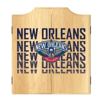 New Orleans Pelicans City 20.5 in. Dart Board with Cabinet, Darts and...