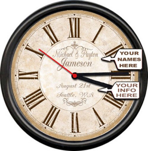 NEW Personalized Names Wedding Gift Anniversary Name Date City Sign Wall Clock