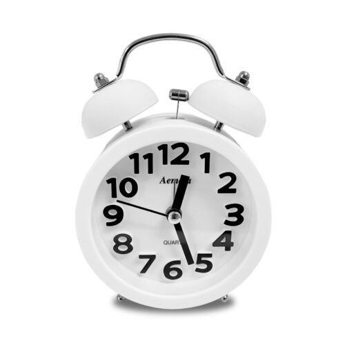 Newpowa 4inches Twin Bell Alarm Clock Small Battery AA Operated Analogock Alarm